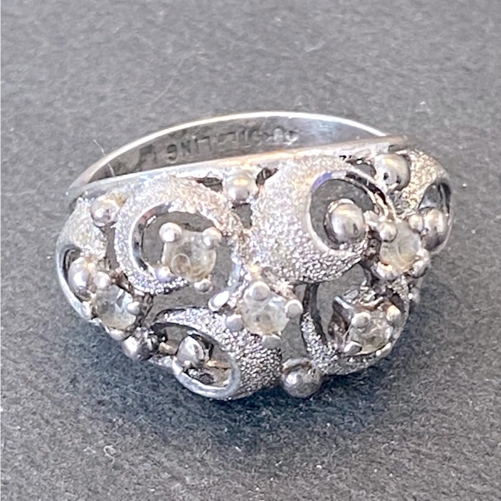 Rare vintage Uncas Vintage 1930’s Sterling Clear Quartz Ring 7